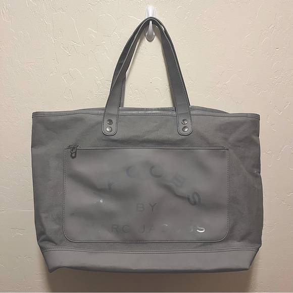 Jacobs by Marc Jacobs Grey Canvas Leather Tote - Picture 1 of 8
